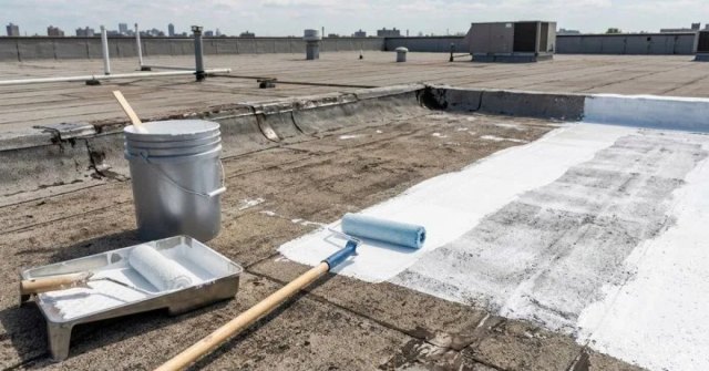 Homeowner documenting roof seams and sealant concerns